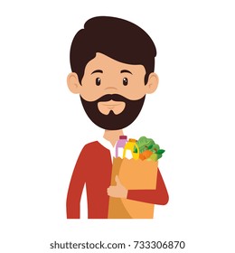 man with bag of groceries