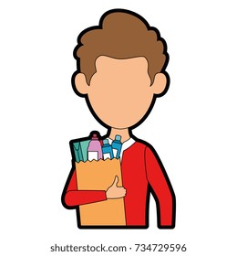 man with bag of groceries