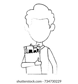 man with bag of groceries