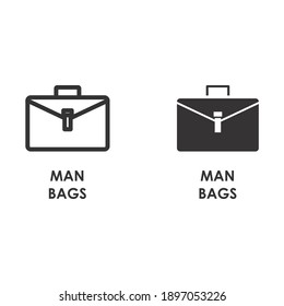 Man bag icon on thin and bold vector illustration for online store or web store or else