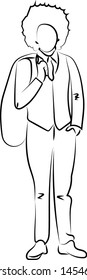 Hombre con una bolsa, ilustración, vector sobre fondo blanco.