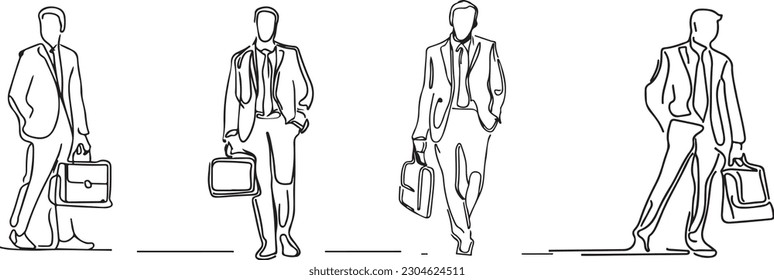 Hombre con vector de arte de línea de bolsa