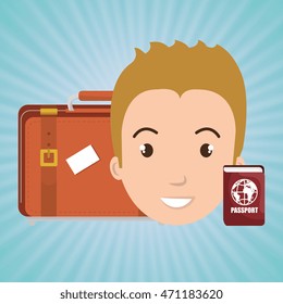 man bag passport travel vector illustration  design