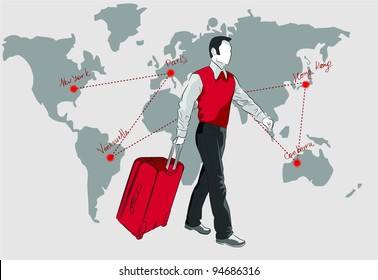 Man with bag - travel background