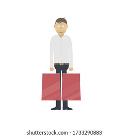 A man with bags. Shopping. Delivery, vector illustration