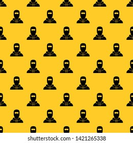 Man in balaclava pattern seamless vector repeat geometric yellow for any design