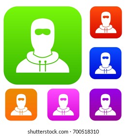 Man in balaclava set icon in different colors isolated vector illustration. Premium collection