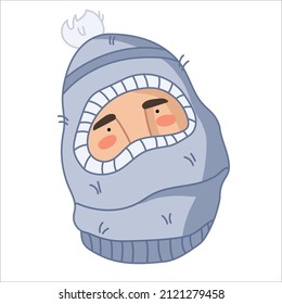 Man in balaclava trendy knitted hat color illustration