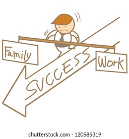 man balancing family and work