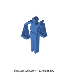 Man Balancing isometric left top view 3D icon