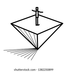 Man balancing on an inverted pyramid