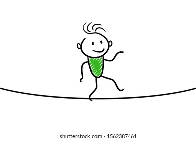 Man balancing on a rope - stock vector