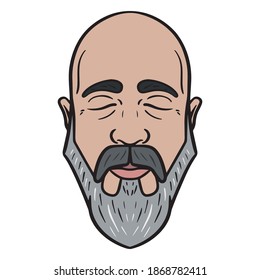 man with bald head and beard. comic, avatar, feelings.