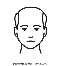 Man with a bald head black line icon. Baldness stage. Alopecia. Editable stroke.