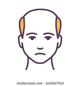 Man with a bald head color line icon. Baldness stage. Alopecia.  Editable stroke.