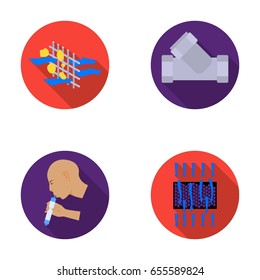 Man, bald, head, hand .Water filtration system set collection icons in flat style vector symbol stock illustration web.