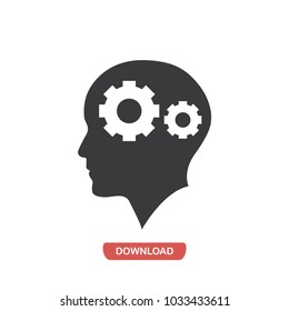 Man bald head with two gears vector icon