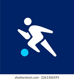 man with ball football logo vector icon illustration