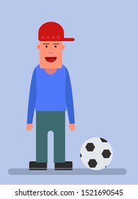 Man with a ball, illustration, vector on white background.