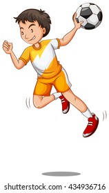 Man with ball playing handball  illustration