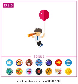Man with Balloon and Spyglass Icon