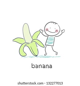 Man and  banana