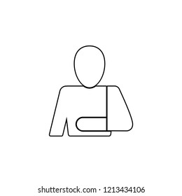 a man with a bandaged hand icon. Simple outline vector of medicine set for UI and UX, website or mobile application