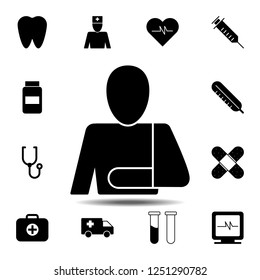 a man with a bandaged hand icon. Simple glyph vector element of Medecine set icons for UI and UX, website or mobile application