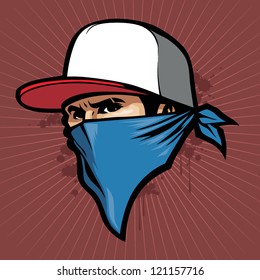 man with bandana, hat color is editable. suitable as a hat template