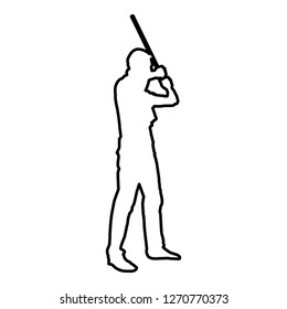 Man with bandana on his face that hides his identity man holds stick in hand Concept of rebellion Concept protest and danger icon black color