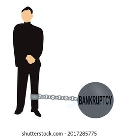 Man with bankruptcy ball. vector