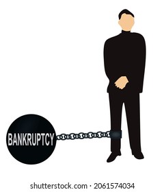 Hombre con la bola de la bancarrota. vector