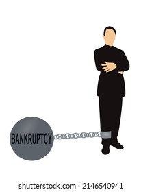 Hombre con la bola de la bancarrota. vector
