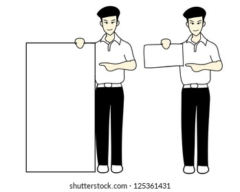 man with banner