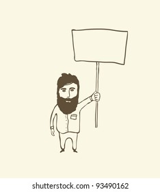 man with a banner