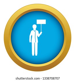 Man banner up icon blue vector isolated on white background for any design
