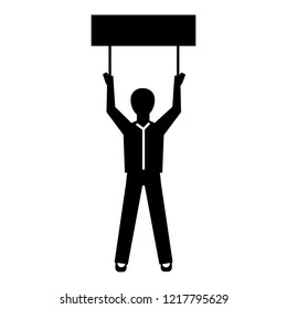 Man banner up icon. Simple illustration of man banner up vector icon for web design isolated on white background