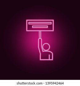 A man with a banner neon icon. Elements of election set. Simple icon for websites, web design, mobile app, info graphics