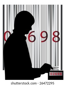man with bar code