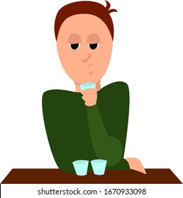 Man at the bar, illustration, vector on white background.