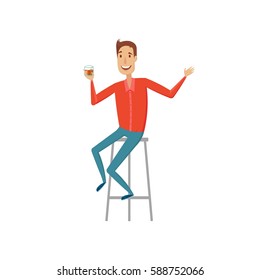 The man at the bar. Vector illustration on a white background.