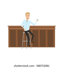 The man at the bar. Vector illustration on a white background.