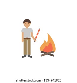 Man, barbecue, fire cartoon icon. Element of color travel icon. Premium quality graphic design icon. Signs and symbols collection icon for websites, web design, mobile app