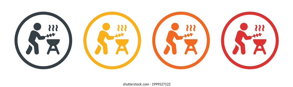 Mann mit Grill, Vektorsymbol auf weißem Hintergrund. Füllsymbol. BBQ-Konzept