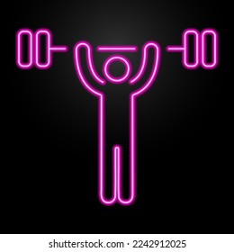 man barbell neon sign, modern glowing banner design, colorful modern design trends on black background. Vector illustration.
