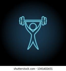 The man with barbell, rod, weight, crossbar neon icon . Simple thin line, outline vector of Gym, sport icons for UI and UX, website or mobile application