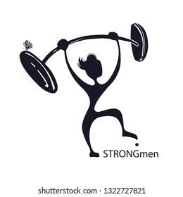 Man with a barbell. Vector eps10