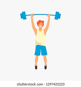 Man with a barbell vector illustration.