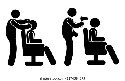 Man in barber chair icon. Simple illustration of man in barber chair vector icon for web