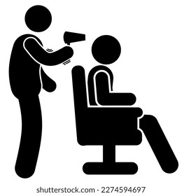 Man in barber chair icon. Simple illustration of man in barber chair vector icon for web